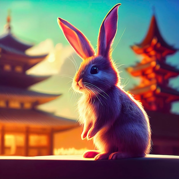 Ano de ilustração de coelho fofo do coelho Ano Novo Chinês 2023
