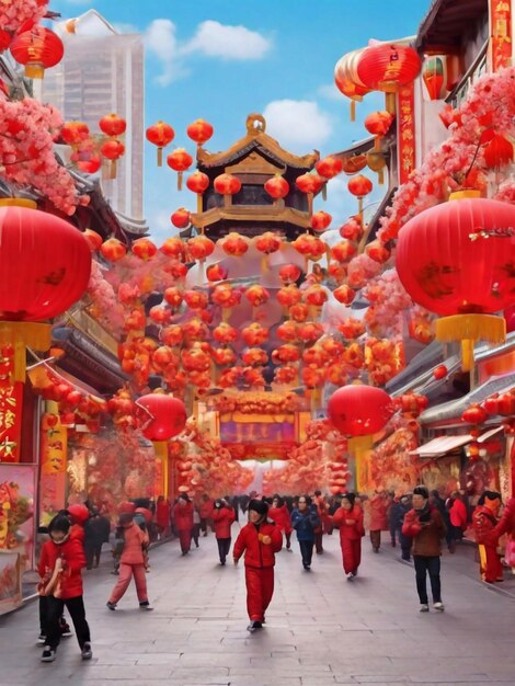 Ano Lunar Feliz Celebração do Ano Novo Chinês Imagem Tudo é Vermelho