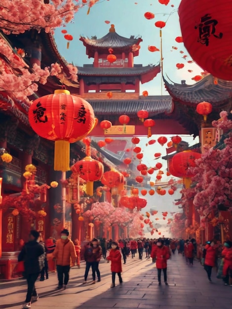 Foto año lunar feliz celebración del año nuevo chino imagen todo es rojo