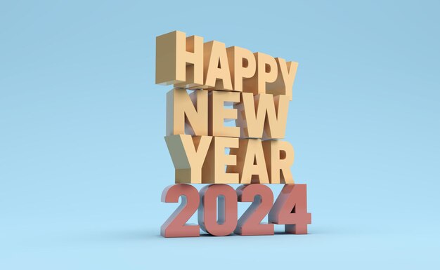 Ano Novo 2024 Conceito de Design Criativo Imagem Renderizada em 3D