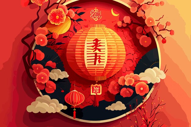 Ano novo chinês em design plano