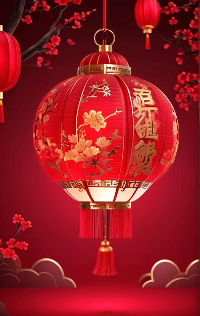 Ano Novo Chinês Estilo de papel com ornamento de luxo pendurado