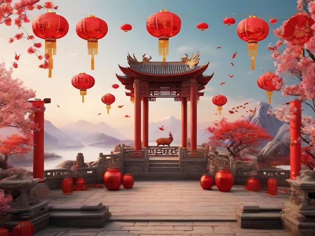 Ano Novo Chinês fundo tradicional festival de primavera melhor qualidade papel de parede hiper realista