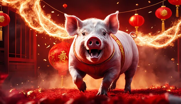 Foto ano novo chinês porco chinês novo ano signos do zodíaco porco novo ano chinês papel de parede de fundo