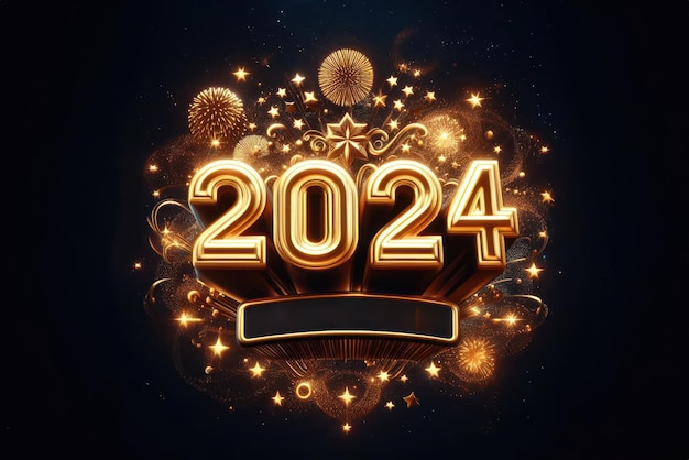 Ano novo de 2024 com vibrantes fogos de artifício