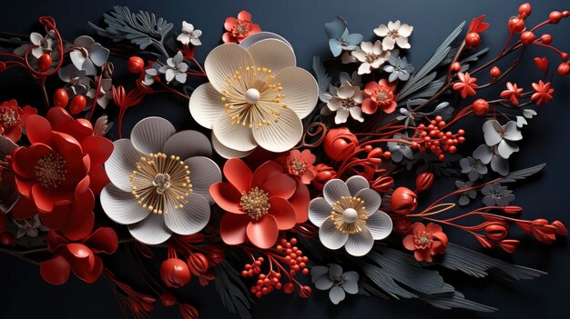 Ano Novo Floral Ano Novo Feliz Chinês Fundo Hd Fundo