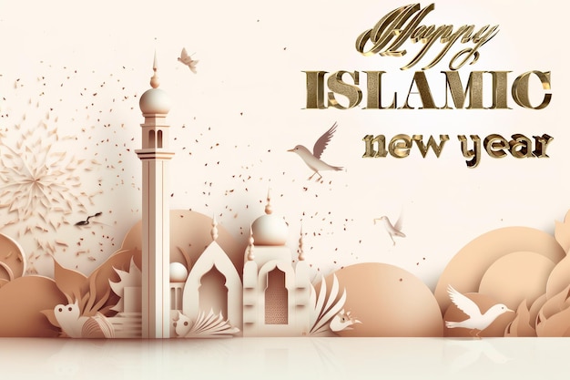 Ano Novo Islâmico O dia do início do ano de acordo com o calendário islâmico o primeiro dia do mês de Muharram tradição muçulmana religião lua Generative AI