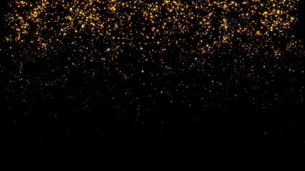 Foto año nuevo 2020. fondo bokeh. resumen de luces feliz navidad como telón de fondo. luz dorada brillante. partículas desenfocadas. aislado en negro cubrir. color dorado