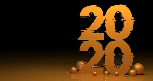 Año nuevo 2020 Fondo de realismo 3d