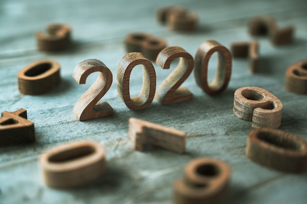 Foto año nuevo 2020 de número de madera