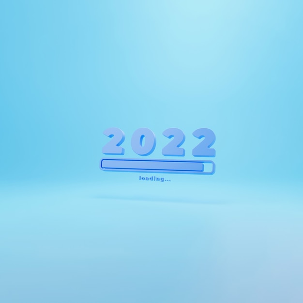 Año nuevo 2022. Ilustración conceptual. Aislado sobre fondo de color. Render 3D.