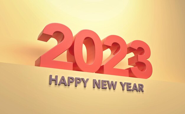 Año Nuevo 2023 Concepto de diseño creativo - Imagen renderizada en 3D