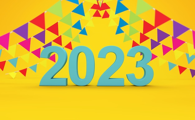 Foto año nuevo 2023 concepto de diseño creativo - imagen renderizada en 3d