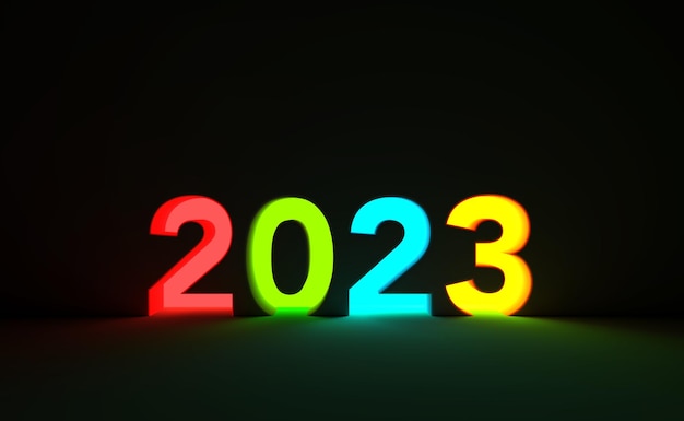 Año Nuevo 2023 Concepto de diseño creativo - Imagen renderizada en 3D