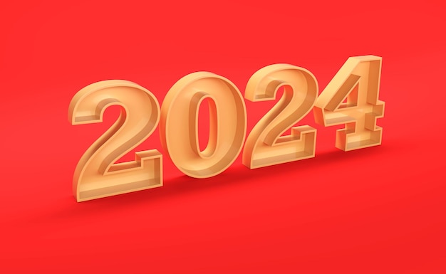 Año nuevo 2024 Concepto de diseño creativo Imagen renderizada en 3D