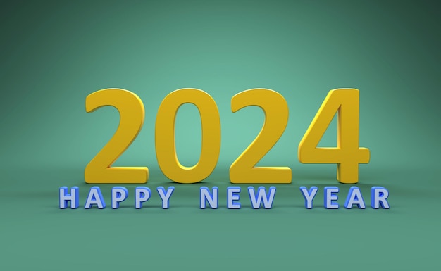 Año nuevo 2024 Concepto de diseño creativo Imagen renderizada en 3D
