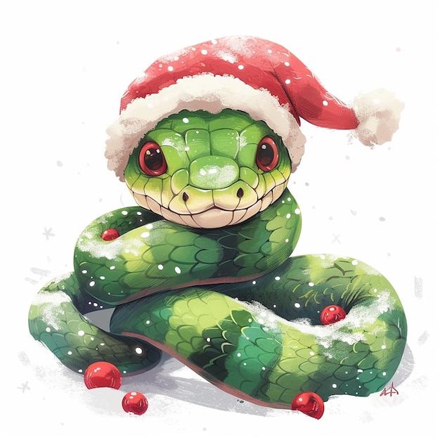 Año Nuevo 2025 Ilustración de serpiente de Navidad arte digital