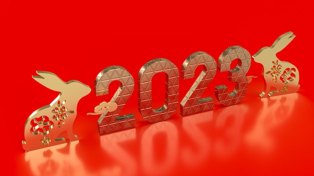 Foto el año nuevo chino 2023 año del conejo representación 3d