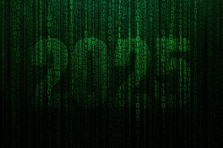 Foto año nuevo digital 2025 matriz de fondo idea creativa tecnología de ia y seguridad cibernética crypto