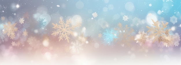 Año Nuevo de Invierno o Navidad fondo abstracto con copos de nieve brillantes y bokeh en un fondo claro