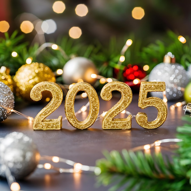 Año nuevo Nuevos comienzos El 2025 dorado Celebraciones dorado Bienvenidos al 2025 Año nuevo brillante 2025