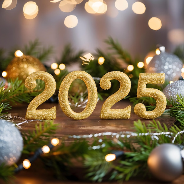 Año nuevo Nuevos comienzos El 2025 dorado Celebraciones dorado Bienvenidos al 2025 Año nuevo brillante 2025