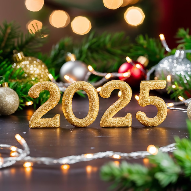 Año nuevo Nuevos comienzos El 2025 dorado Celebraciones dorado Bienvenidos al 2025 Año nuevo brillante 2025