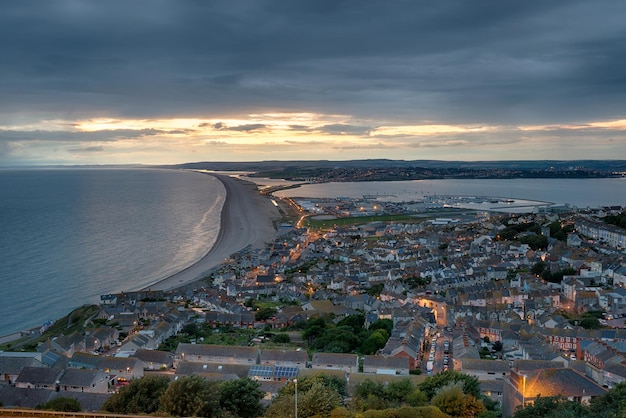 Anochecer en Portland en Dorset