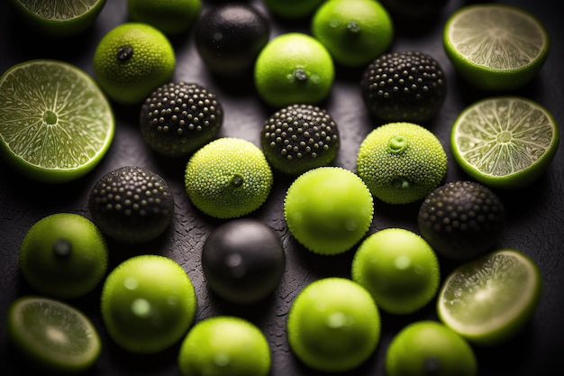 Anordnung ausgezeichneter frischer Fingerlimetten auf einem Tisch