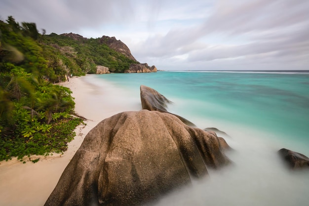 Anse Source D'Argent Langzeitbelichtung Seychellen