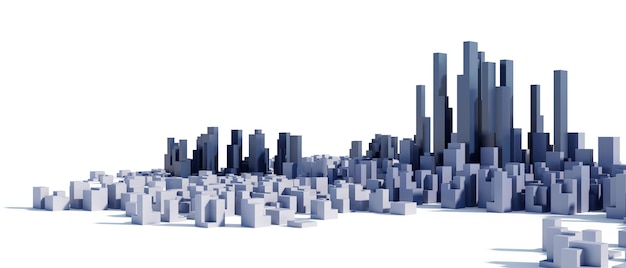 Ansicht der schematischen Stadtmetropole Modern Business City auf weißem Hintergrund