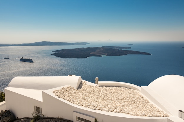 Foto ansicht des santorini kessels in griechenland von der küste