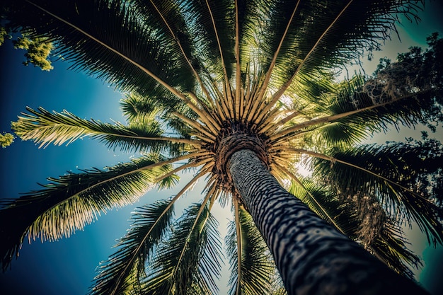 Ansicht einer Palme von unten