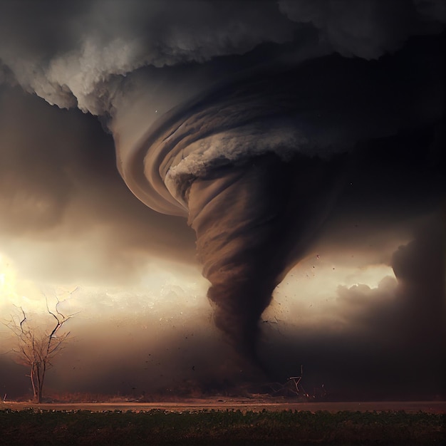 Ansicht eines großen Tornados, der eine ganze Stadt zerstört Generative KI