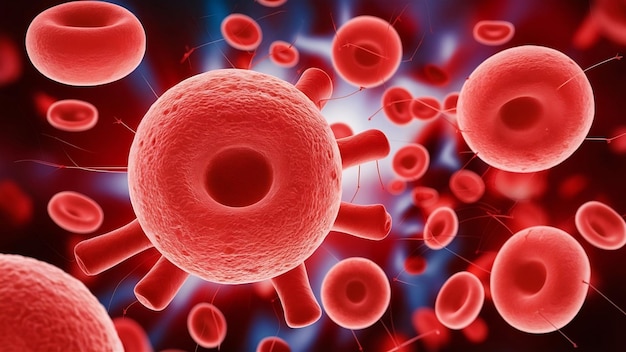 Ansicht unter einem Mikroskop Blut rote Blutkörperchen in einem lebenden Körper 3D-Illustration