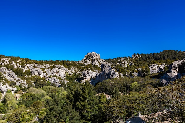 Ansicht von Alpilles von Les Baux de Provence, Frankreich