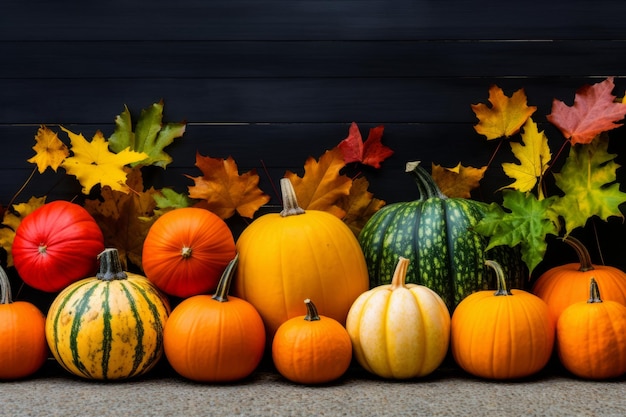 Ansicht von oben viele Vielfalt Gemüse ganz orange grün verschiedene Kürbisformen Halloween-Hintergrund