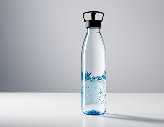Ansprechendes und professionelles Wasserflaschenmodell auf einem sauberen weißen Hintergrund