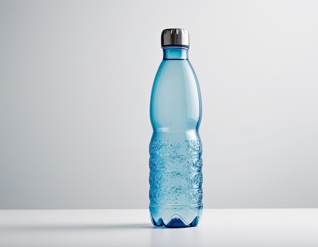 Foto ansprechendes und professionelles wasserflaschenmodell auf einem sauberen weißen hintergrund