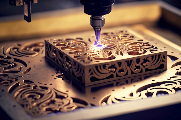 Foto anspruchsvolle laser-metallbearbeitung auf modernen maschinen in der produktion