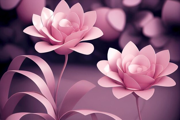 Antecedentes da arte generativa de flores de tom rosa por IA