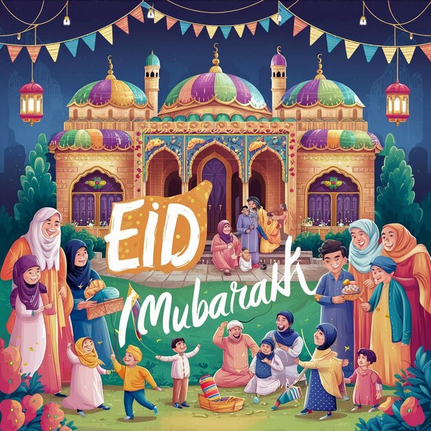 Foto antecedentes da celebração do eid mubarak