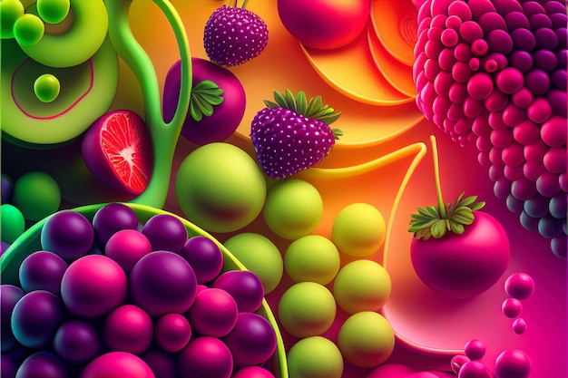 Antecedentes da ilustração abstrata fantástica super brilhante das frutas d