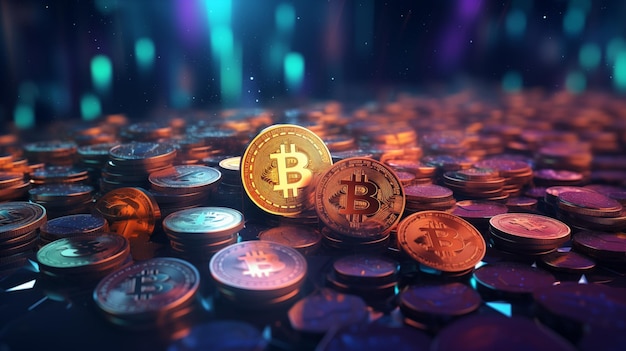 Foto antecedentes de bitcoin e moedas criptográficas