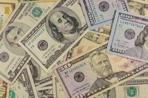 Antecedentes de diferentes notas de dólar americano