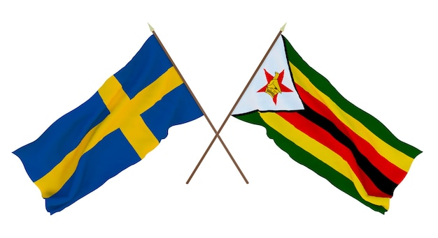 Antecedentes para diseñadores ilustradores Banderas del Día de la Independencia Nacional Suecia y Zimbabue