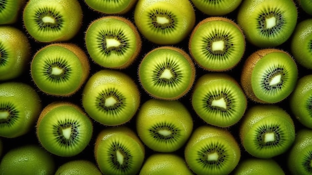 Antecedentes de kiwi fresco dispuestos juntos que representan el concepto de dieta saludable Vista superior Ai generativo