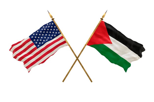 Foto antecedentes para designers dia nacional bandeiras nacionais dos estados unidos da américa eua e palestina