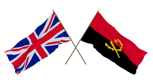 Antecedentes para designers ilustradores Bandeiras do Dia da Independência Nacional O Reino Unido da Grã-Bretanha e Irlanda do Norte e Angola
