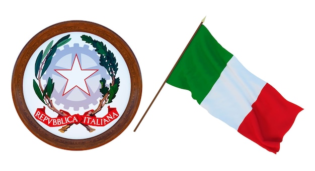Antecedentes para editores e designers Ilustração 3D de feriado nacional Bandeira e o brasão de armas da Itália